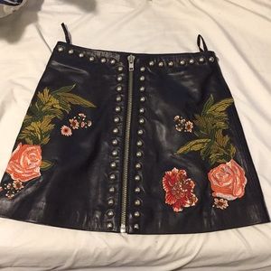 LPA Embroidered Leather Skirt size XS